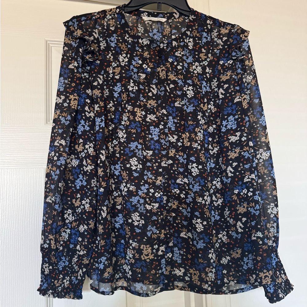 Tom Tailor Denim Women's Flower Button Up Blouse Size Small